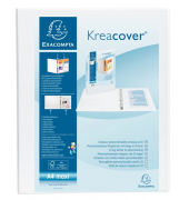 Präsentationsringbuch Kreacover 51941E, A4+ 4 Ringe 20mm Ring-Ø Karton, PP-kaschiert, 2 Außentaschen, 2 Innentaschen, weiß