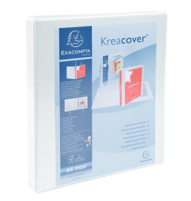 Präsentationsringbuch Kreacover 54940E, A4+ 2 Ringe 16mm Ring-Ø Pappe/PP-Folie, 2 Außentaschen, 2 Innentaschen, weiß