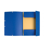 Eckspannmappe - 55302E, Din A4 blau Karton 355g, f&uuml;r ca. 250 Blatt  (80 g/m&sup2;), mit 3 Einschlagklappen