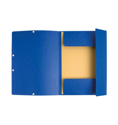 Eckspannmappe - 55302E, Din A4 blau Karton 355g, f&uuml;r ca. 250 Blatt  (80 g/m&sup2;), mit 3 Einschlagklappen