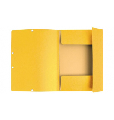 Eckspannmappe - 55309E, Din A4 gelb Karton 355g, f&uuml;r ca. 250 Blatt  (80 g/m&sup2;), mit 3 Einschlagklappen
