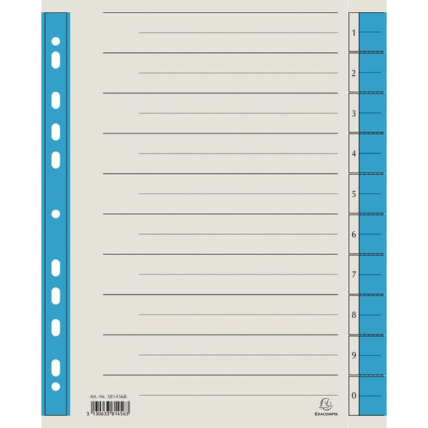3130631381456 - Trennblätter 381456B A4 chamois blau 230g Karton 3130631381456 Exacompta