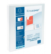 Pr&auml;sentationsringbuch Kreacover 51940E, A4+ 4 Ringe 16mm Ring-&Oslash; Karton, PP-kaschiert, 2 Au&szlig;entaschen, 2 Innentaschen, wei&szlig;