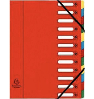Ordnungsmappe Harmonika 55125E, 1-12, rot, A4, 12 F&auml;cher