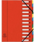 Eckspann-Ordnungsmappe 12 Fächer rot 425g/qm Manila Karton, Innenfach