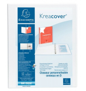 Pr&auml;sentationsringbuch Kreacover 51922E, A4+ 2 Ringe 30mm Ring-&Oslash; Karton, PP-kaschiert, 2 Au&szlig;entaschen, 2 Innentaschen, wei&szlig;