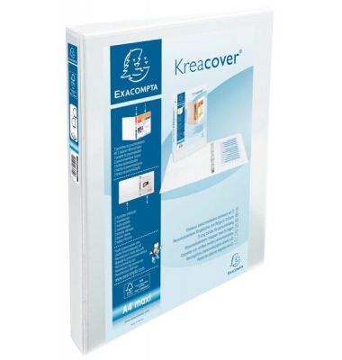 Pr&auml;sentationsringbuch Kreacover 51921E, A4+ 2 Ringe 20mm Ring-&Oslash; Karton, PP-kaschiert, 2 Au&szlig;entaschen, 2 Innentaschen, wei&szlig;