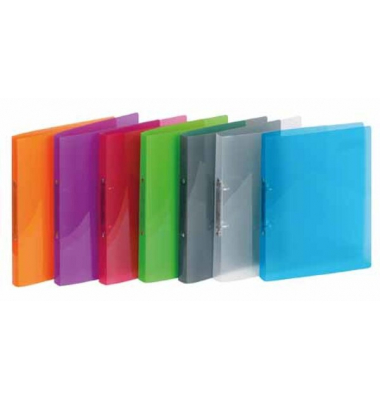 Ringbuch PROPYGLASS V020283, A4 2 Ringe 20mm Ring-&Oslash; PP-Vollkunststoff sortiert-transparent