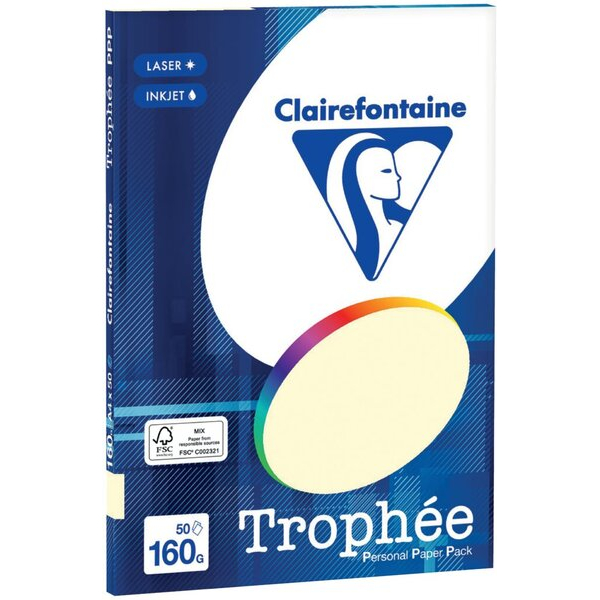 3329680415407 - Kopierpapier Trophee 4154C sand A4 160g 50 Blatt 3329680415407 Clairefontaine