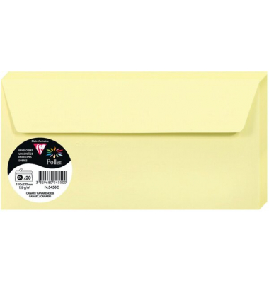Designbriefumschlag Pollen 5455C, Din Lang, haftklebend, 120g, kanariengelb