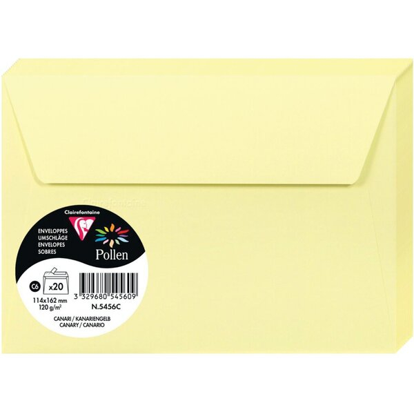 3329680545609 - Designbriefumschlag Pollen 5456C C6 haftklebend 120g kanariengelb 3329680545609 20 Stück
