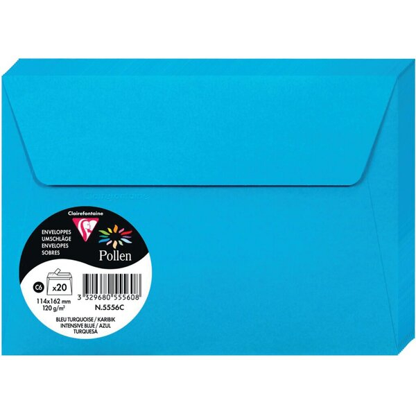 3329680555608 - Designbriefumschlag Pollen 5556C C6 haftklebend 120g karibikblau 3329680555608 20 Stück