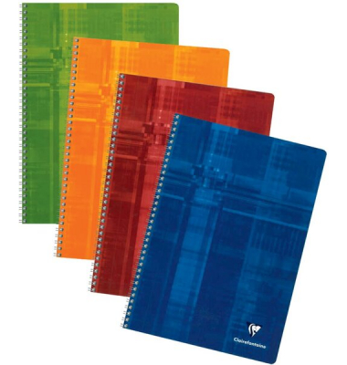 Notizbuch 68142C, Clairalfa, farbig sortiert, A4, kariert, 90g, 50 Blatt / 100 Seiten