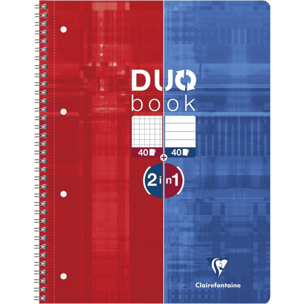 3329680825268 - Collegeblock 82526C Duo liniert kariert   liniert + kariert A4 90g rot blau 80 Blatt 3329680825268 Clairefontaine