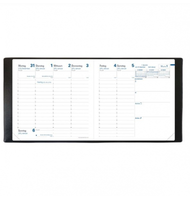 Buchkalender 014074Q, Executif, schwarz, 1 Woche / 2 Seiten, 16x16cm (quadratisch), 2025