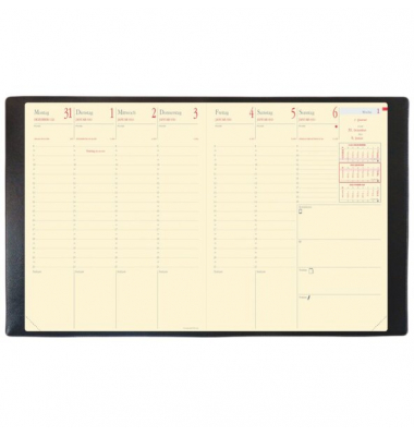 Buchkalender 28737722MQ, Pre Prestige Silk, schwarz, 1 Woche / 2 Seiten, 21x27cm (A4), 2025