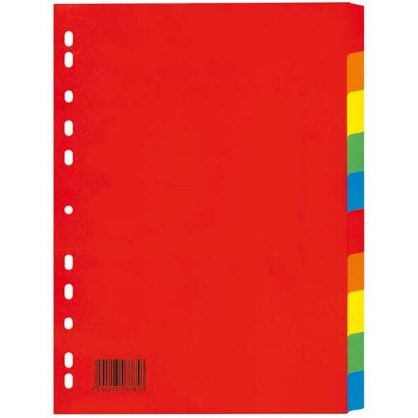 Veloflex Kartonregister 4248700, 10-teilig blanko, A4, 175 g/m², farbige Taben, 10-teilig 4000225010453 Veloflex 25 Stück