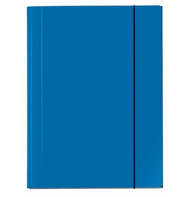 Eckspannmappe VELOCOLOR 4442351, A4 blau Karton glanzkaschiert 350g, f&uuml;r ca. 150 Blatt, mit 3 Einschlagklappen