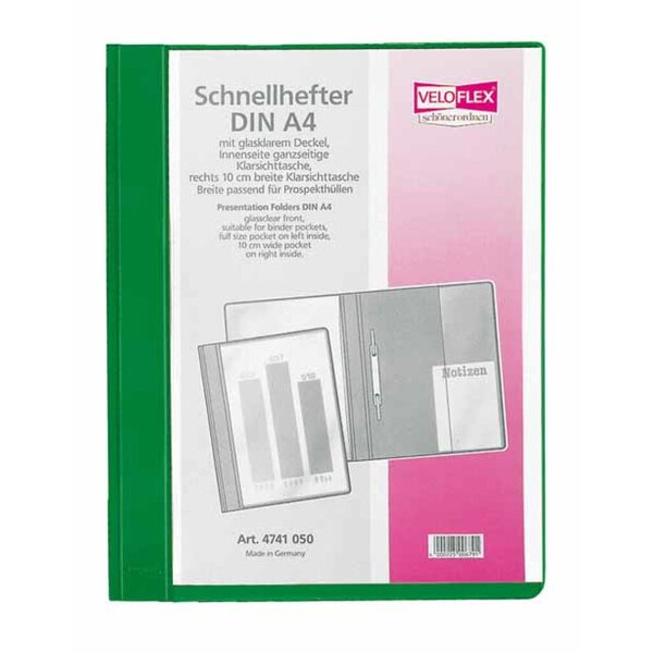 4000225014598 - Schnellhefter VELOFORM 4741040 A4+ grün Kunststoff Vorderdeckel transparent 4000225014598 10 Stück
