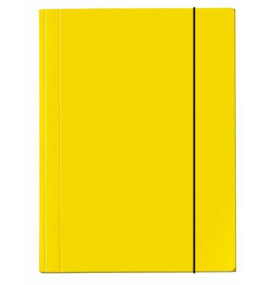 Eckspannmappe VELOCOLOR 4442310, A4 gelb Karton glanzkaschiert 350g, f&uuml;r ca. 150 Blatt  (80 g/m&sup2;), mit 3 Einschlagklappen