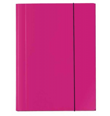 Eckspannmappe VELOCOLOR 4442371, A4 pink Karton glanzkaschiert 350g, f&uuml;r ca. 150 Blatt, mit 3 Einschlagklappen