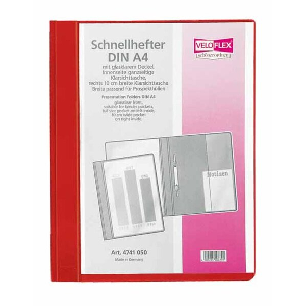 4000225040016 - Schnellhefter VELOFORM 4741021 A4+ rot Kunststoff Vorderdeckel transparent 4000225040016 10 Stück
