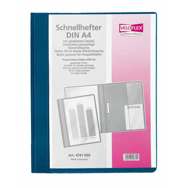 4000225040023 - Schnellhefter VELOFORM 4741050 A4+ blau Kunststoff Vorderdeckel transparent 4000225040023 10 Stück