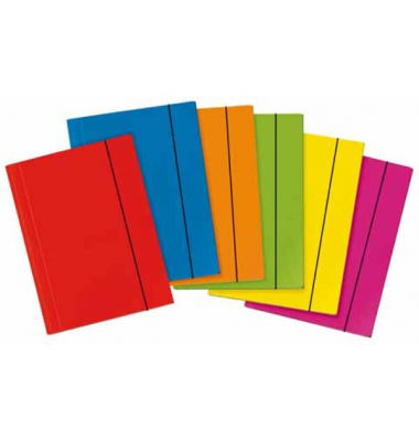 Eckspannmappe VELOCOLOR 4432300, A3 sortiert (gelb/hellrot/orange/hellgr&uuml;n/hellblau/pink) Karton 350g, f&uuml;r ca. 150 Blatt  (80 g/