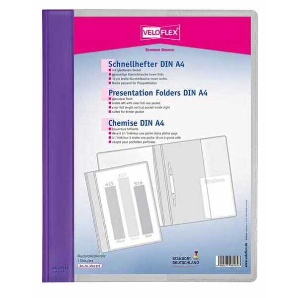 4000225064630 - Schnellhefter VELOFORM 4741071 A4+ lila Kunststoff Vorderdeckel transparent 4000225064630 10 Stück