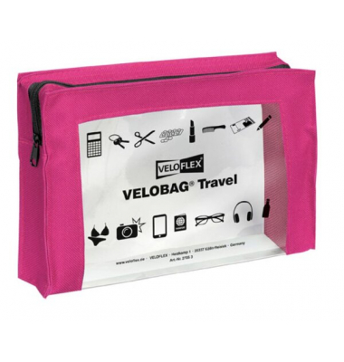 Dokumententasche VELOBAG Travel 2705371, A5 quer, pink, PVC-Folie / Textil-Nylonumn&auml;hung, Rei&szlig;verschluss