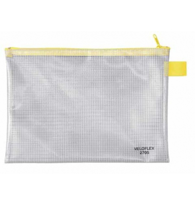 Dokumententasche - 2705000, A5 quer, transparent gelb, PVC-Folie, Rei&szlig;verschluss