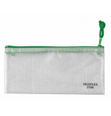 Dokumententasche 2706000, A6, transparent gr&uuml;n, nylonfaden-verst&auml;rktem PVC, Rei&szlig;verschluss