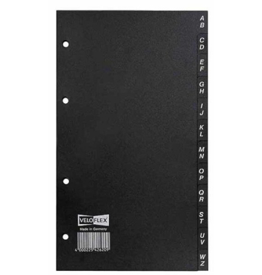 Kunststoffregister 4262000, A bis Z, A5, schwarze Taben, 12-teilig