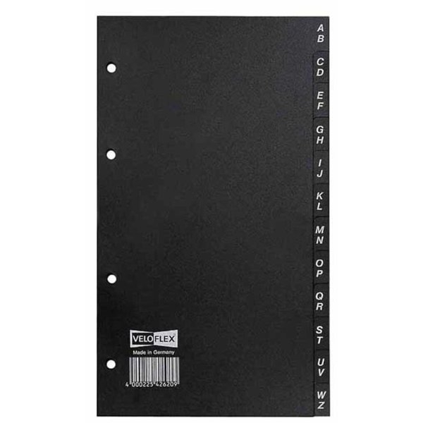 Veloflex Kunststoffregister 4262000, A bis Z, A5, schwarze Taben, 12-teilig 4000225426209 Veloflex