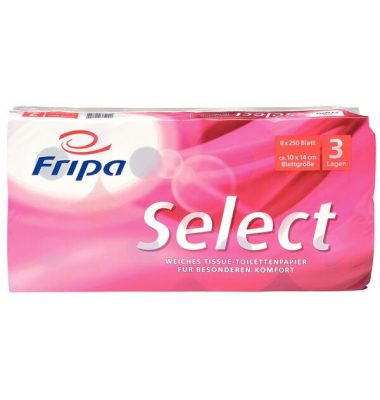 Toilettenpapier Select 1030806, 3-lagig, hochweiß, 250 Blatt / Rolle, Toilettenpapier Select 1030806, 3-lagig, hochweiß, 250 Blatt / Rolle,
