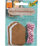 Geschenkanhänger NATUR&WEISS, lang in zwei Größen, inkl. 2m Schnurr