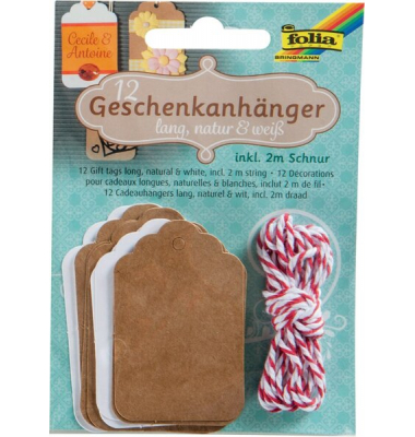 Geschenkanhänger NATUR&WEISS, lang in zwei Größen, inkl. 2m Schnurr Geschenkanhänger NATUR&WEISS, lang in zwei Größen, inkl. 2m Schnurr