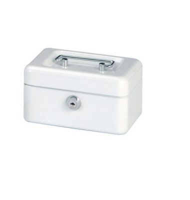 Geldkassette 152x125x81mm weiss Sicher- heitszylinderschloss mit 2 Schlüsseln