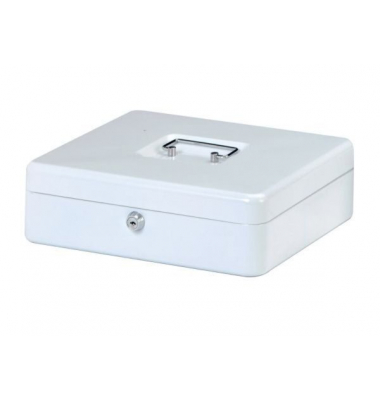 Geldkassette 301x250x89mm weiss Sicherheitszylinderschloss mit 2