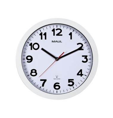Uhr MAULstep 30RC Funkuhr weiß Wanduhr Kunststoff Rahmen Ø 30cm