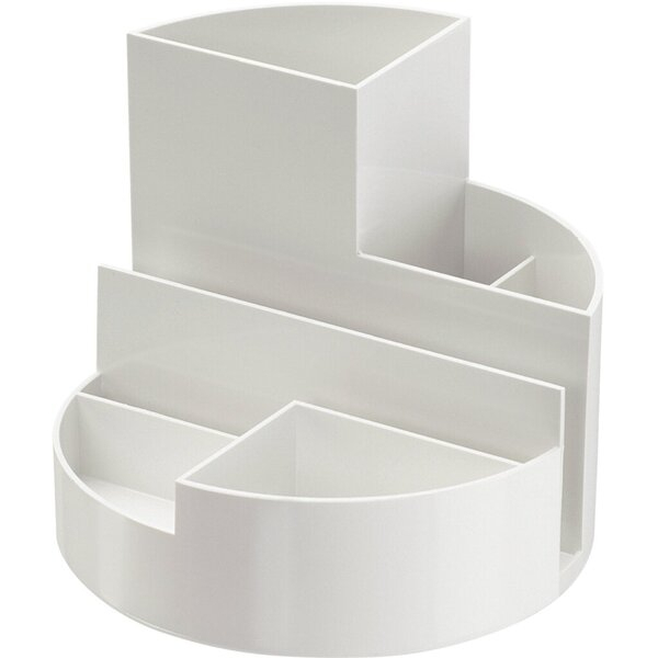 4002390087537 - Stifteköcher MAUL MAULrundbox eco 6 Fächer inkl Zettel- & Brieffach Ø 140 x H 125 mm 90 % Recycling-Kunststoff weiß