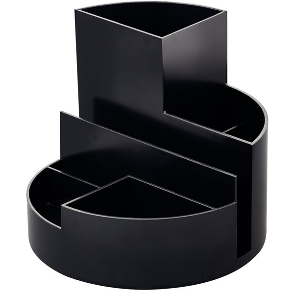 4002390087568 - Stifteköcher MAUL MAULrundbox eco 6 Fächer inkl Zettel- & Brieffach Ø 140 x H 125 mm 90 % Recycling-Kunststoff schwarz