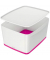 Aufbewahrungsbox MyBox 5216-10-23, 18 Liter mit Deckel, für A4, außen 385x318x198mm, Kunststoff weiß/pink