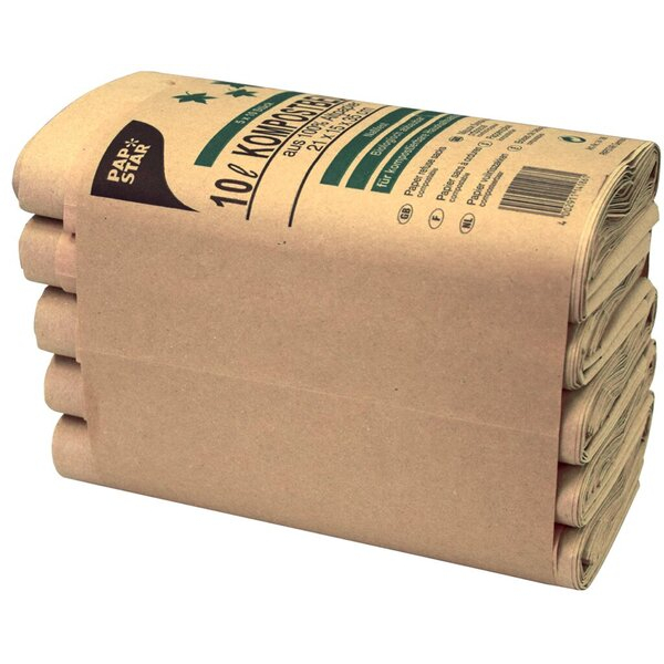 4002911141861 - Kompostbeutel aus Papier 10l 35x21x15cm braun 4002911141861 PAPSTAR 14186