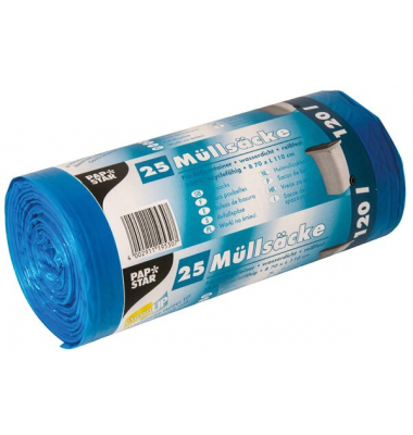 Müllbeutel, HDPE, 120l, 110x70cm, blau