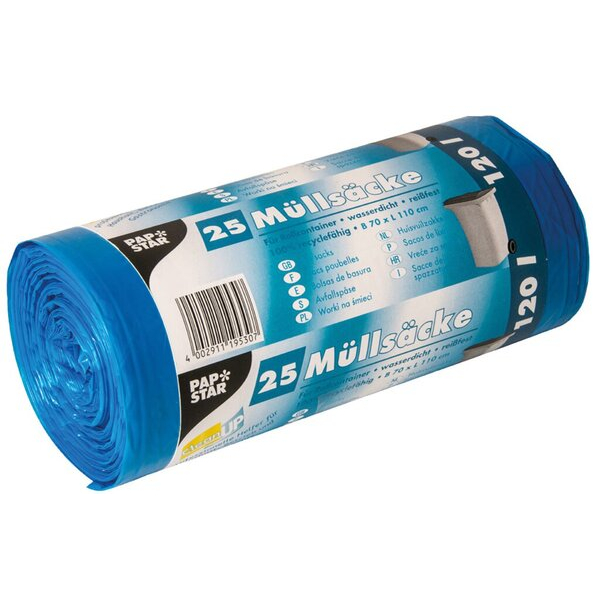 4002911195307 - Müllbeutel HDPE 120l 110x70cm blau 4002911195307 PAPSTAR 19530