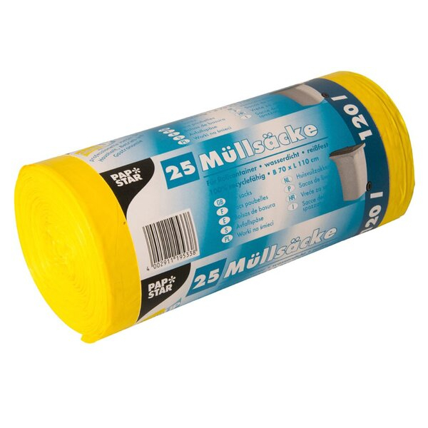 4002911195338 - Müllbeutel HDPE 120l 110x70cm gelb 4002911195338 PAPSTAR 19533 4002911195338 - Müllbeutel HDPE 120l 110x70cm gelb 4002911195338 PAPSTAR 19533