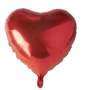 Folienlufballon, Ø 45cm, Heart, rot, mit selbstschließendem Ventil