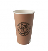 Trinkbecher Pappe Pure Joy 0,4l, braun, Ø 8 - 9,2 cm