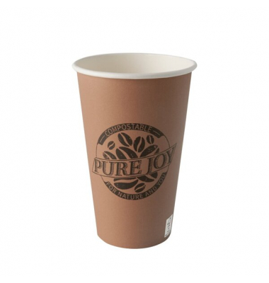 Trinkbecher Pappe Pure Joy 0,4l, braun, Ø 8 - 9,2 cm